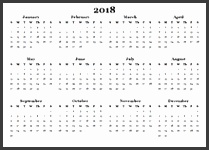 2018 yearly blank calendar template