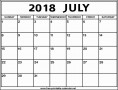 6  Blank Calendar Template July 2018