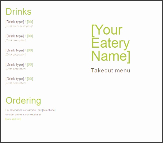 blank menu template