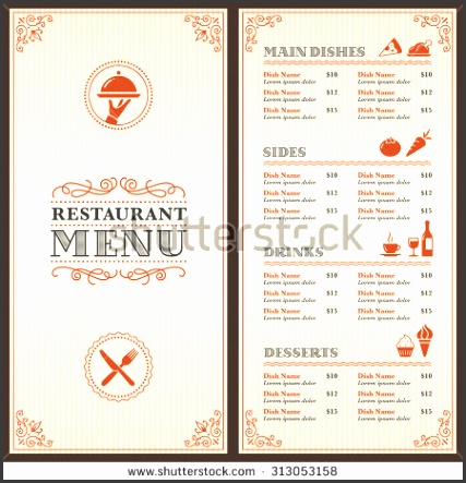A Classic Restaurant Menu Template with nice Icons in an Elegant Style