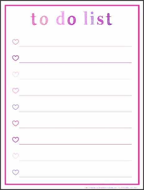 Free To Do List Template I love the pretty pink ombre colors & hearts in