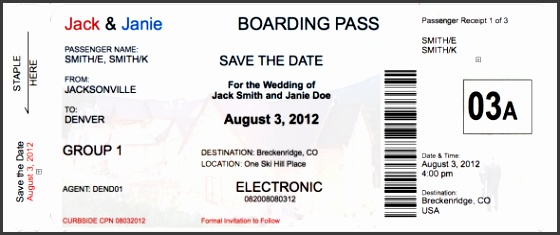 Boarding Pass Save the Date a little more realistic