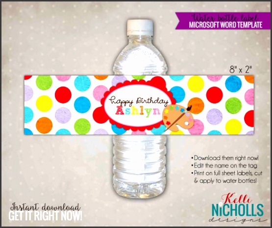 Children Art Water Bottle Label Template