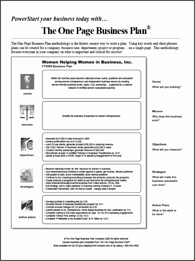 one page business plan template PDF
