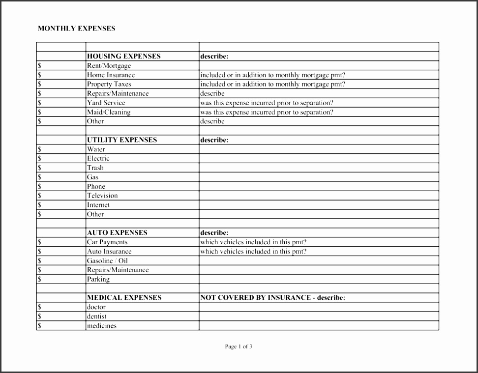 business expenses spreadsheet template