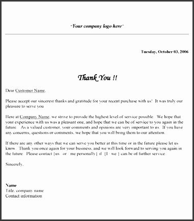 Free Printable Business Thank You Letter Template