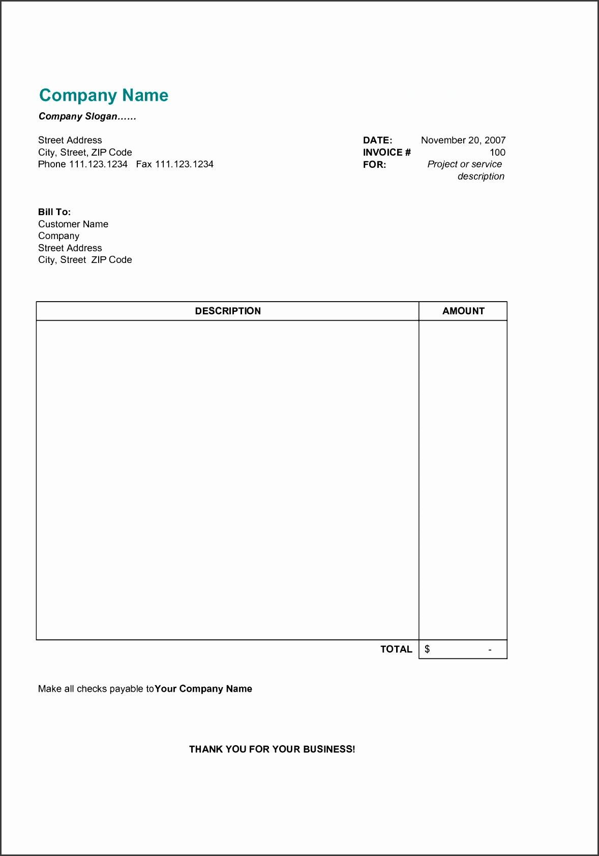 free printable small business forms