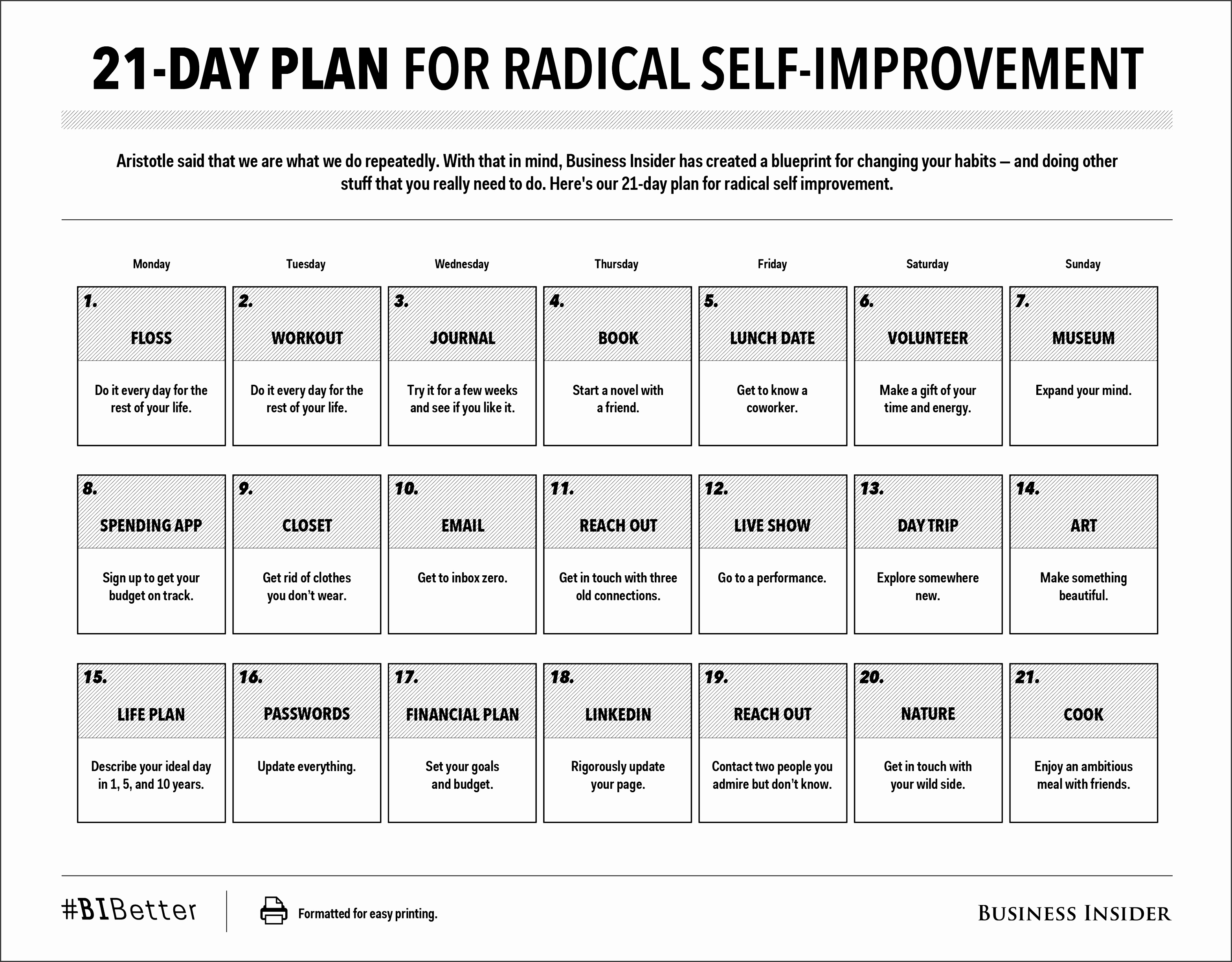 21 Day Plan For Radical Self Improvement PRINT FRIENDLY