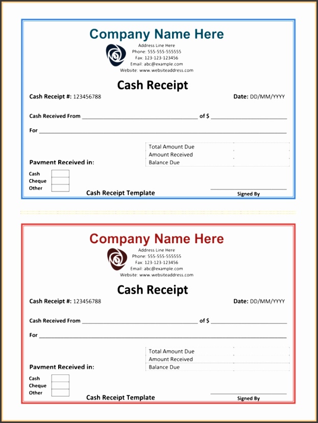 5 cash receipt template