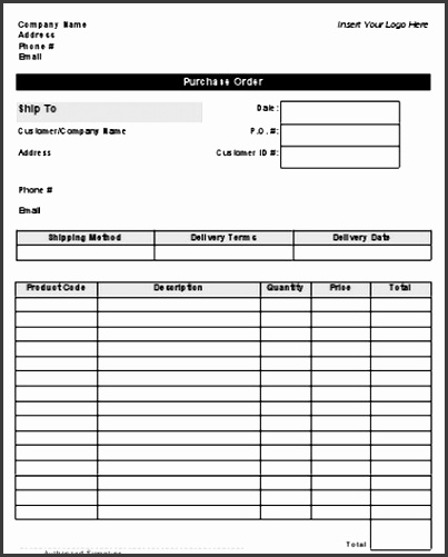 Purchase Order Form From Vendor