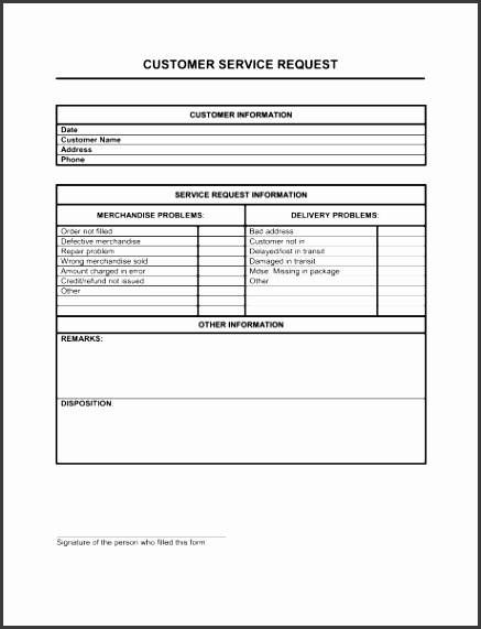 service form template customer service request form template sample form biztree ideas