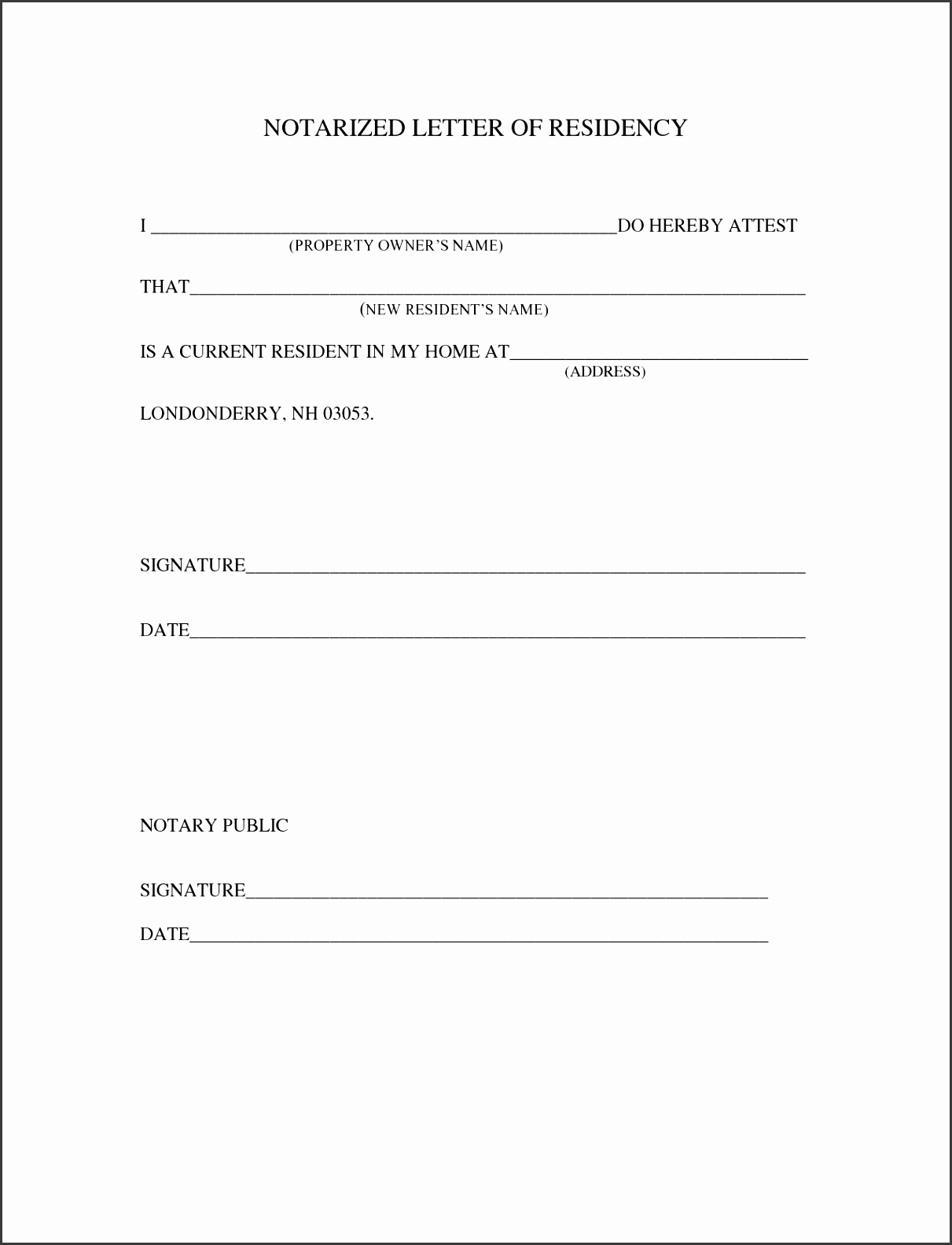 Sample Notarized Letter Template