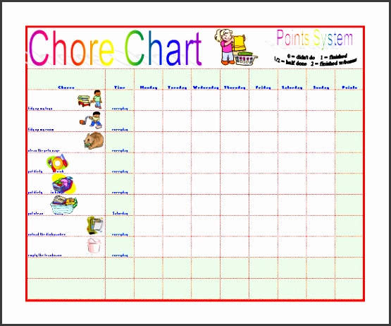 Sample Chore Chart to Reduce Moms Work