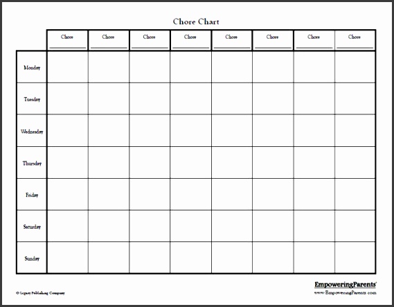 template for chore chart