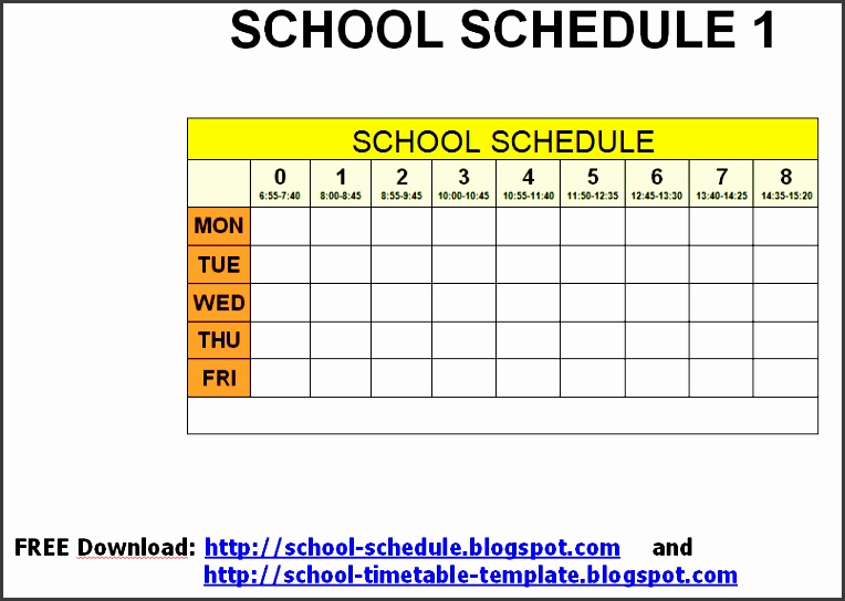 post free printable class schedule template 93918