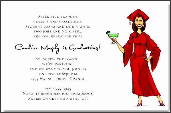 Phd Graduation Party Invitation Wording Girl Margarita Graduation Party Invitations Humorous College Templates