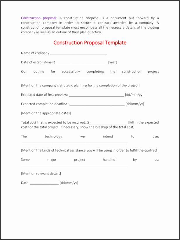 construction proposal construction proposal template