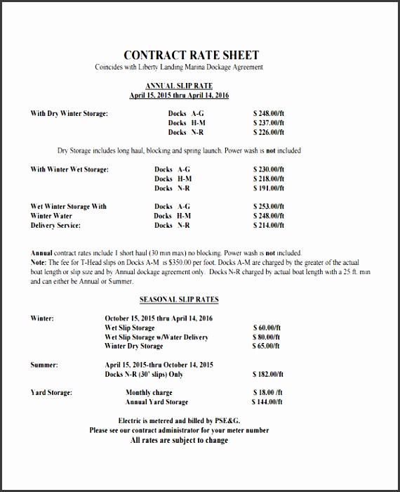 Rate Sheet Template 9 Free Word Excel Pdf Document Download