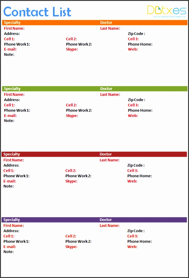 Customer contact list fice Templates