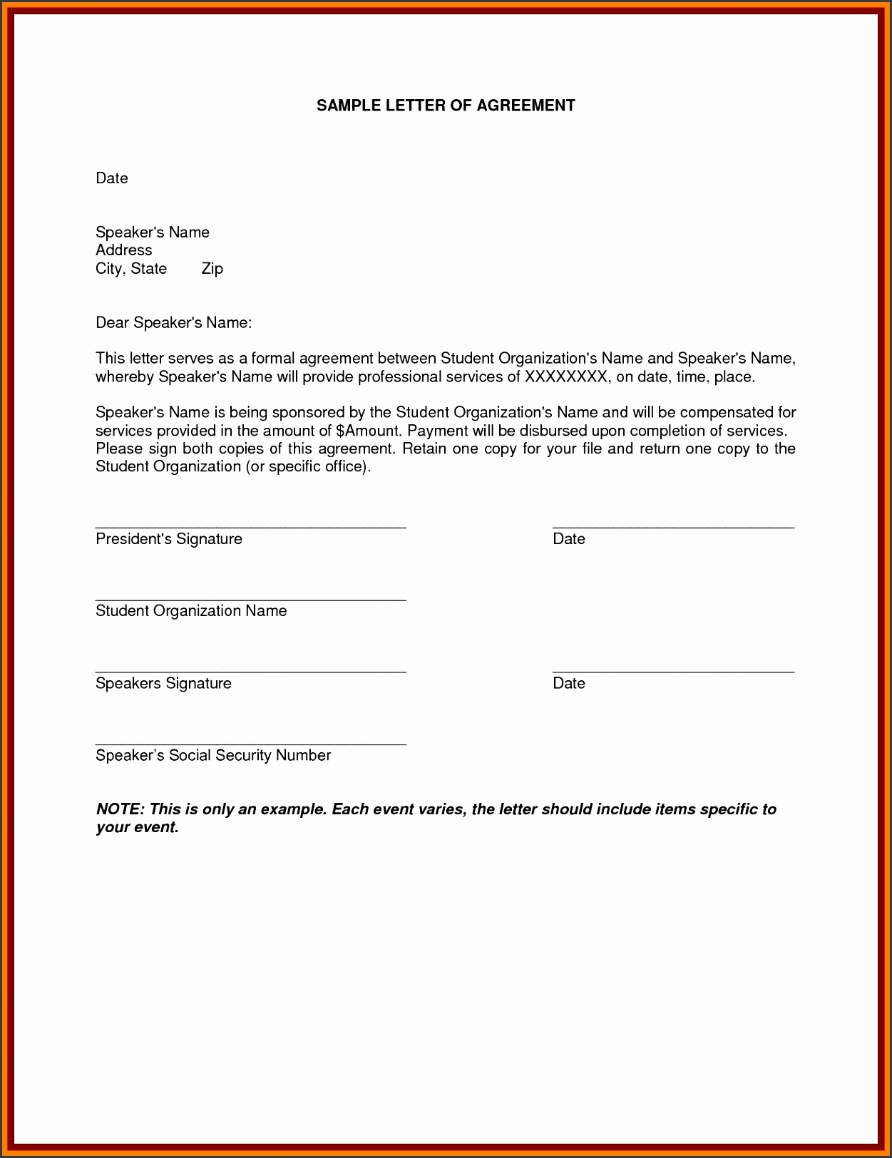 5 Loan Agreement Letter Sample