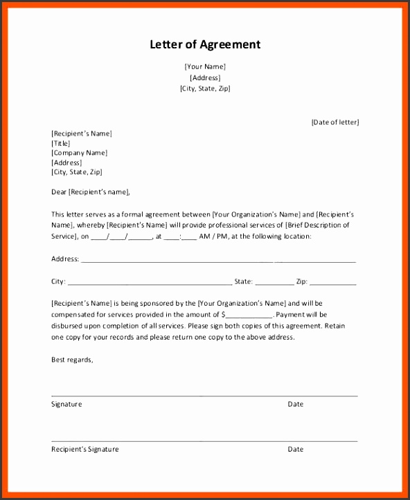 agreement letter agreement contract letter template 10 11 agreement letter