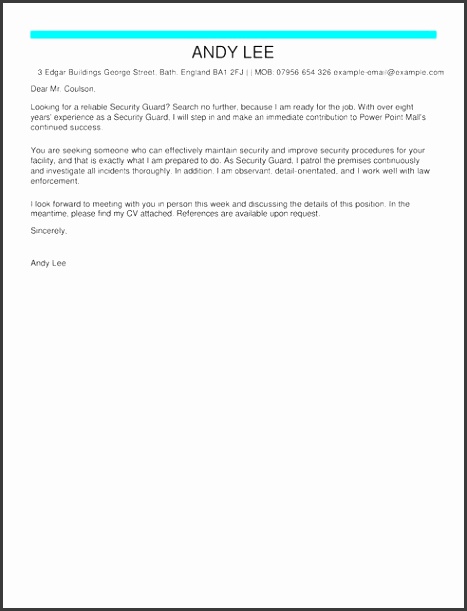 security guard cover letter full