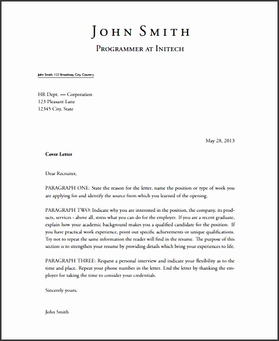Short Stylish Latex Cover Letter PDF Template Free Download