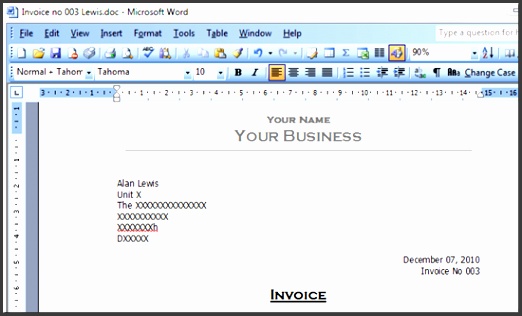 Simple Invoice Create Invoice In Word