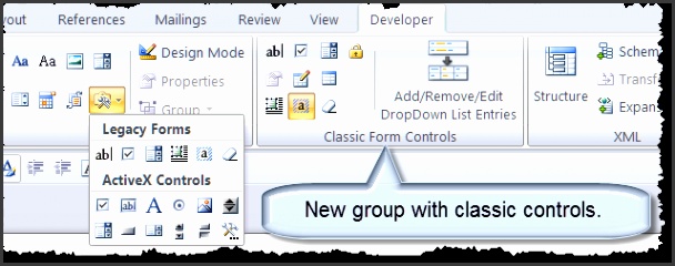 Making Forms with Microsoft Word hjuul Developer Tab in Microsoft Word Classic Form Controls
