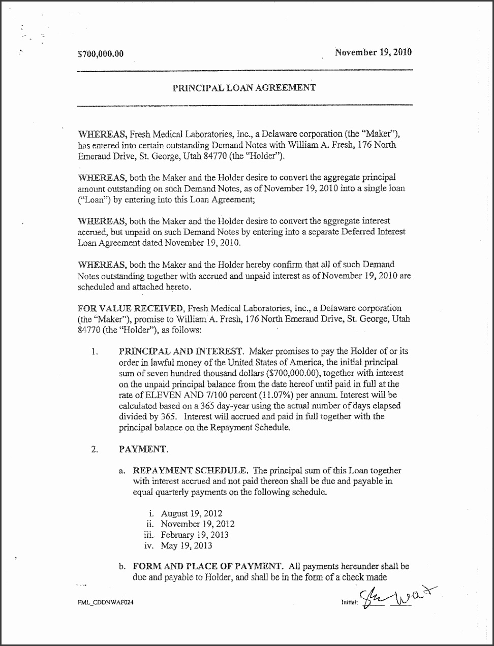 Loanayment Agreement Letter Sample Between Friends Contract Terms mercial With Schedule Loan Payment Automatic Form 1024