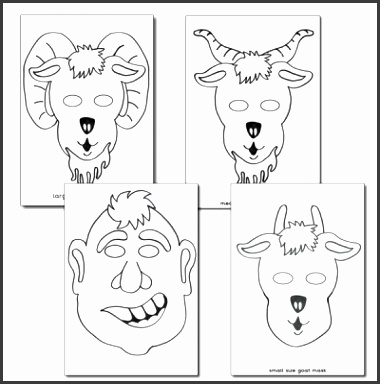 Three Billy Goats Gruff Colouring in Masks