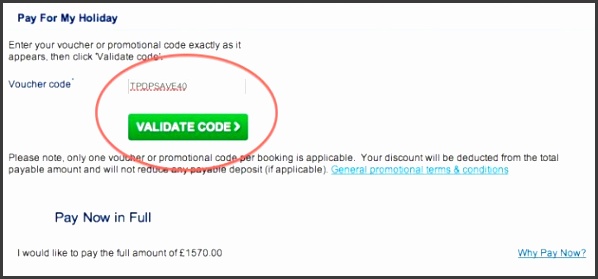 Apply your promo code to your Thomas Cook order