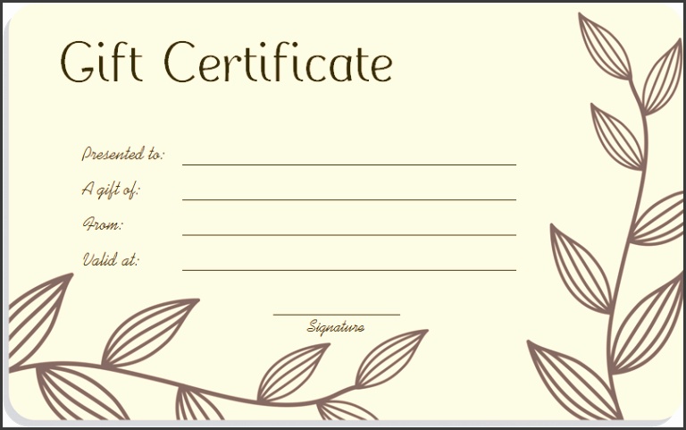 Leaf Branches Art Gift Certificate Template3
