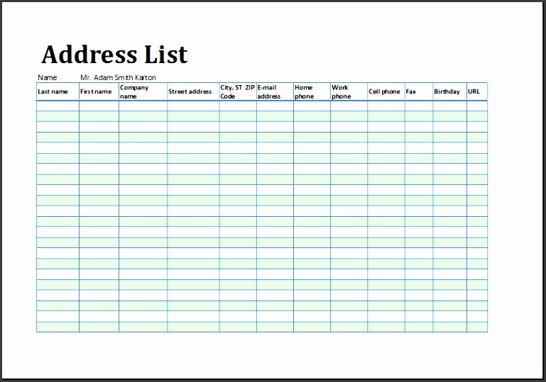 Address List or Address Book