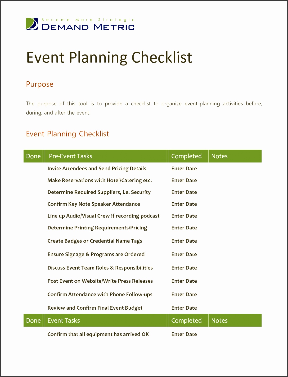 Event Planning Checklist Template