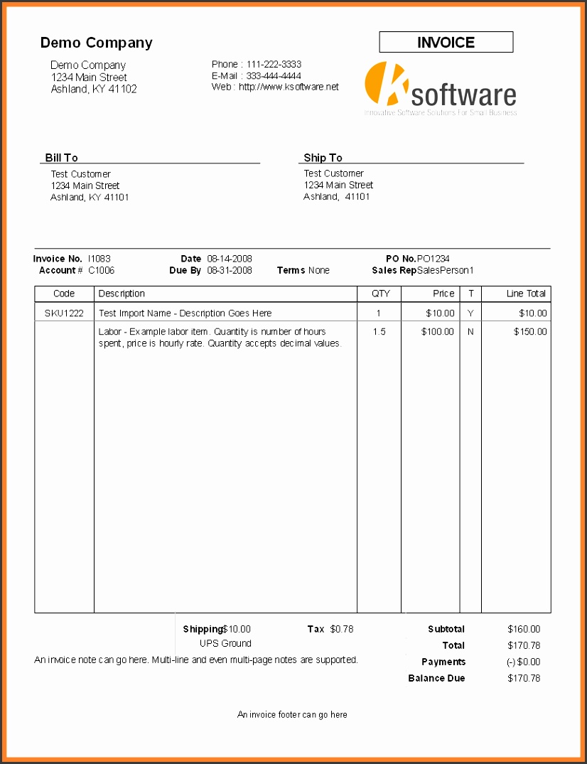 8 an example of an invoice