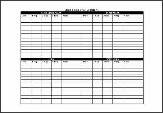 free workout log template excel