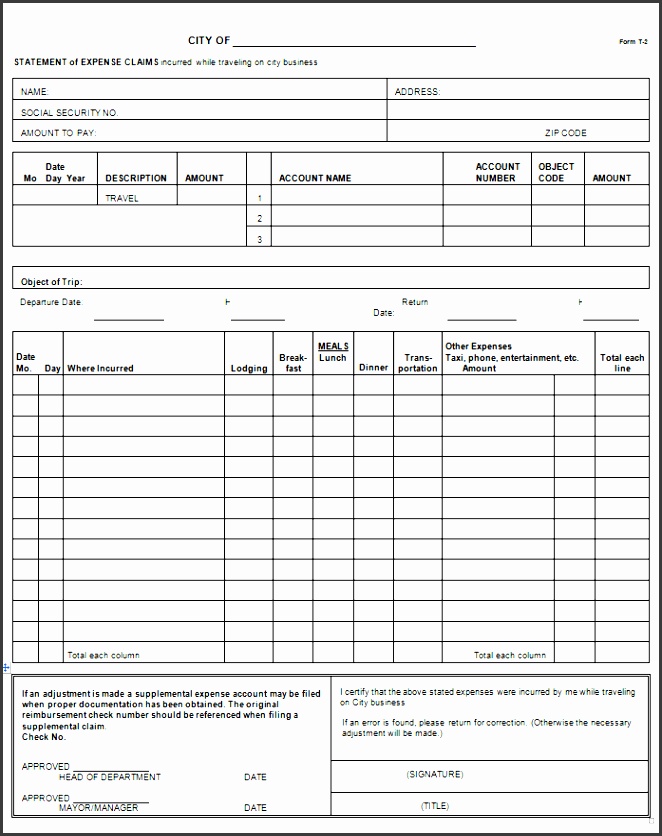 statement expense claims sample form