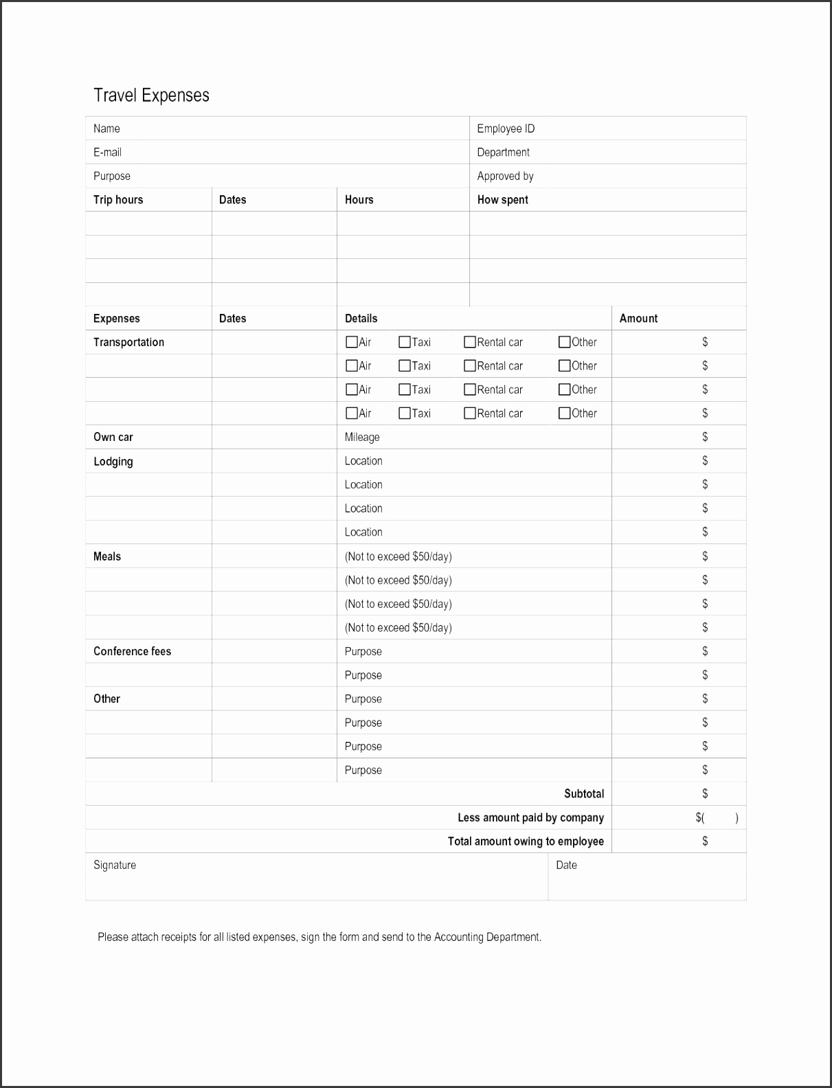 post travel expense form template 176064