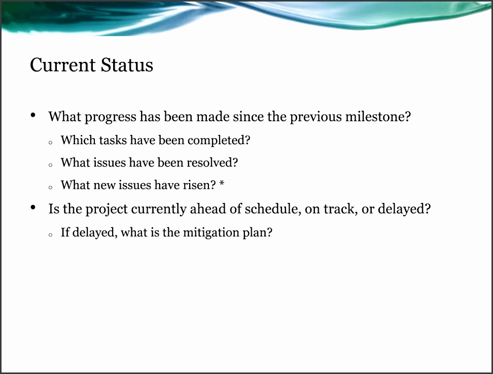 Project status report presentation