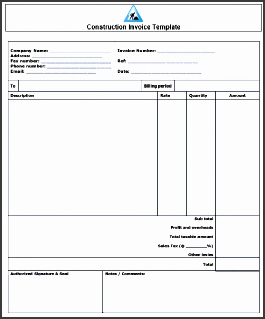 Construction Invoice Template Pdf Free Contractor Invoice Template Excel Template
