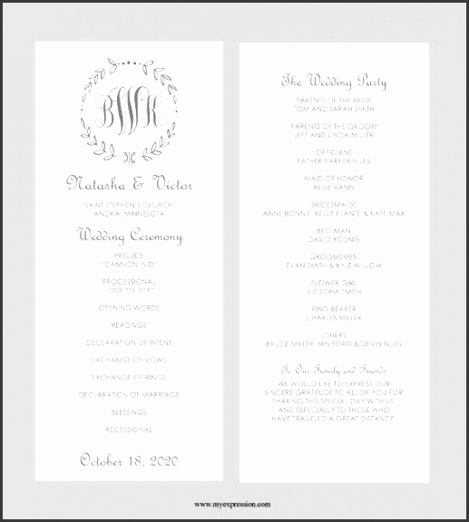 Wedding Program Template Tea Length Gray by MyExpressionShop More