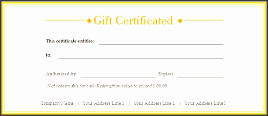 Gift Certificate Simple Yellow