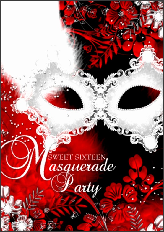 Red & White sparkle Mask Masquerade