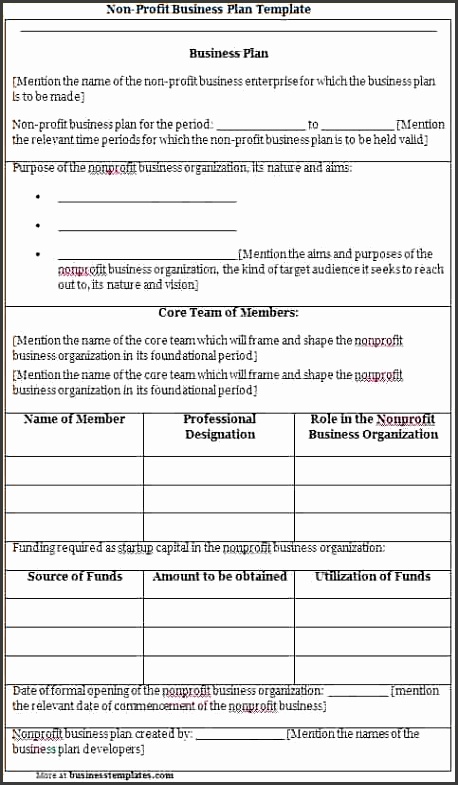 Business Plan Template Free Non Profit Business Plan Template
