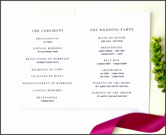 Simple & Clear Wedding Program Template Download