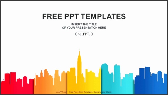 City buildings silhouettes and colors PowerPoint Templates 1