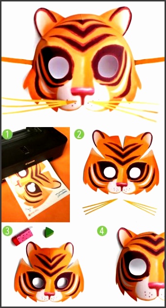 Easy to make printable tiger mask Animal mask templates