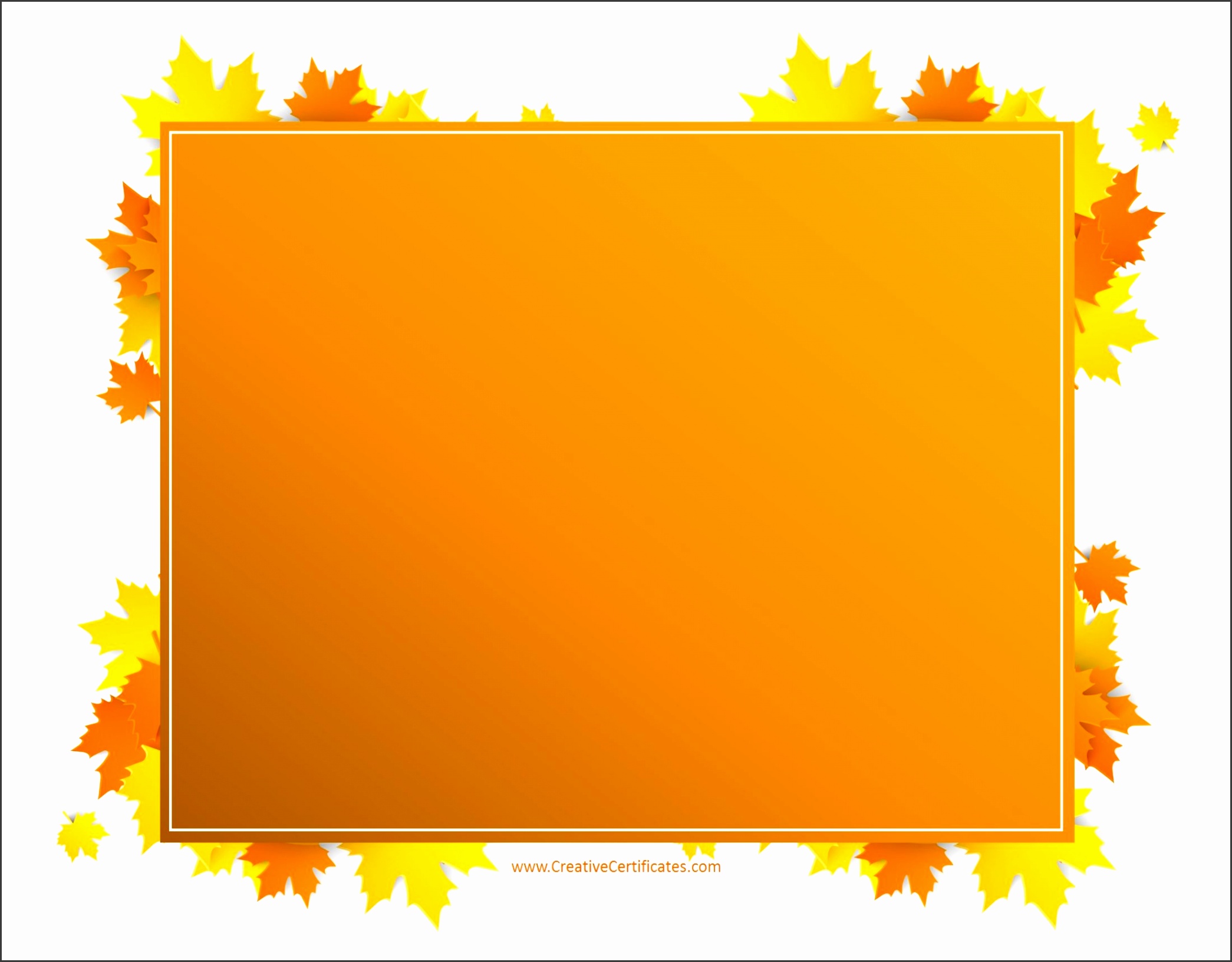 Free printable Thanksgiving border with an orange rectangle and leaves around it