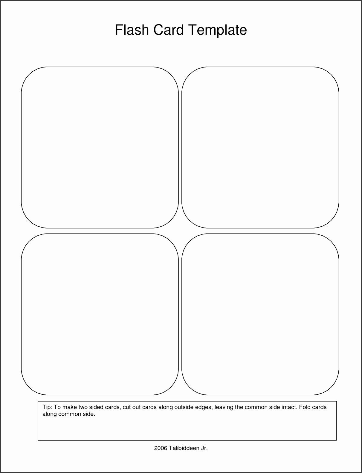 word template flash cards
